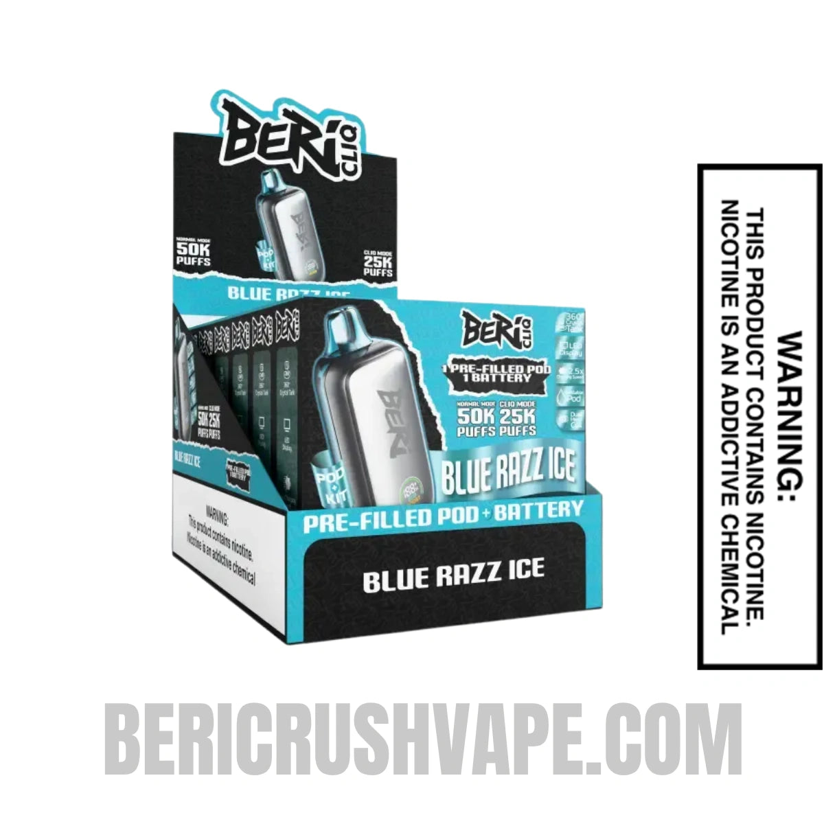 Blue Razz Ice Beri Cliq 50K Disposable Vape Kit With Bundle Pack Blue Razz Ice Beri Cliq 50K Disposable Vape Kit With Bundle Pack