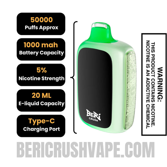 Green Apple Beri Crush 50K Disposable Vape SpecifIcations Green Apple Beri Crush 50K Disposable Vape SpecifIcations