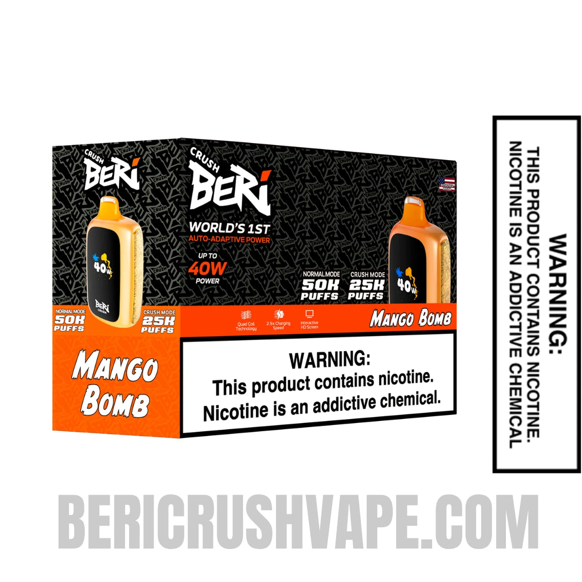 Mango Bomb Beri Crush 50K Disposable Vape with bundle box Mango Bomb Beri Crush 50K Disposable Vape with bundle box