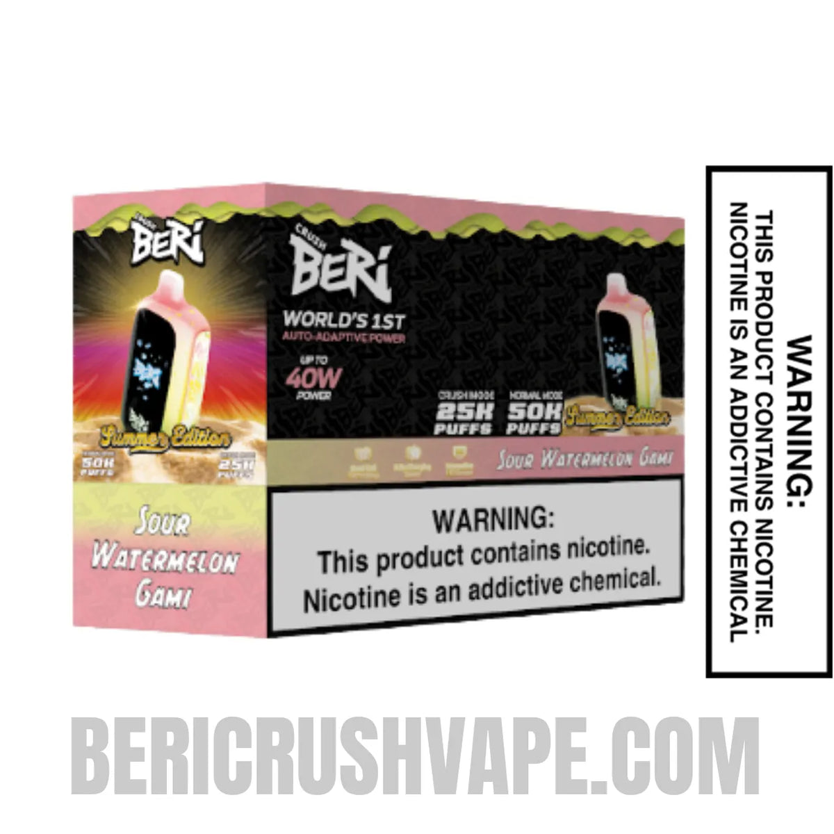 Sour Watermelon Gami Beri Crush 50K Disposable Vape with Bundle Box Sour Watermelon Gami Beri Crush 50K Disposable Vape with Bundle Box