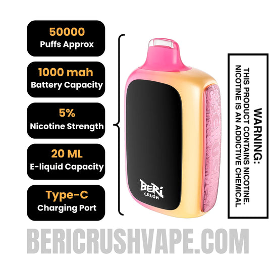 Strawberry Cream Beri Crush 50K Disposable Vape Specifications Strawberry Cream Beri Crush 50K Disposable Vape Specifications