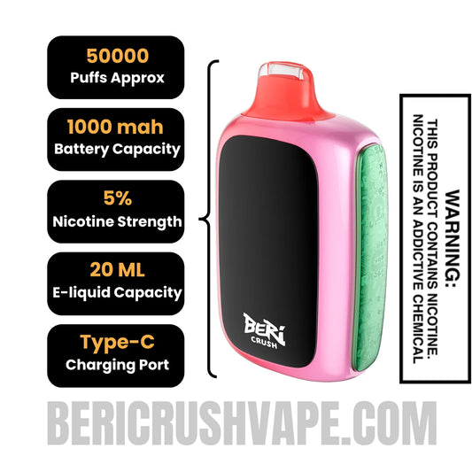 Strawberry Watermelon Beri Crush 50K Disposable Vape Specifications Strawberry Watermelon Beri Crush 50K Disposable Vape Specifications