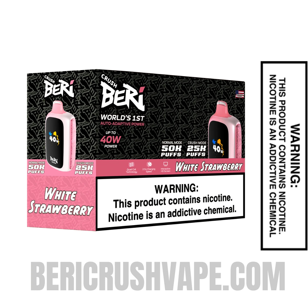 White Strawberry Beri Crush 50K Disposable Vape with bundle box White Strawberry Beri Crush 50K Disposable Vape with bundle box