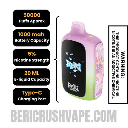 Berry Peach Gush Beri Crush 50K Disposable Vape Specifications