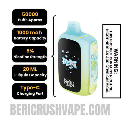 Blue Coconut Beri Crush 50K Disposable Vape Specifications