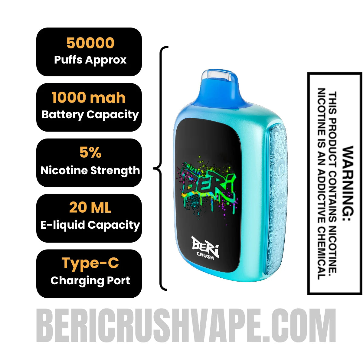 Blue_Razz_Ice_Beri_Crush_50K_Disposable_Vape_Specifications