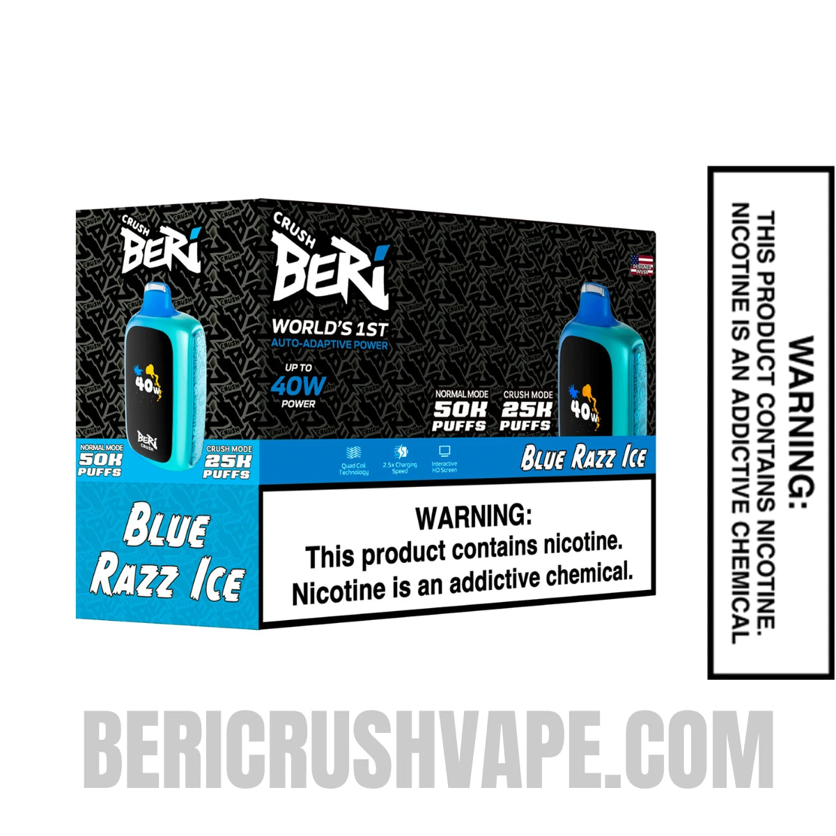 Blue Razz Ice Beri Crush 50K Disposable Vape with bundle box