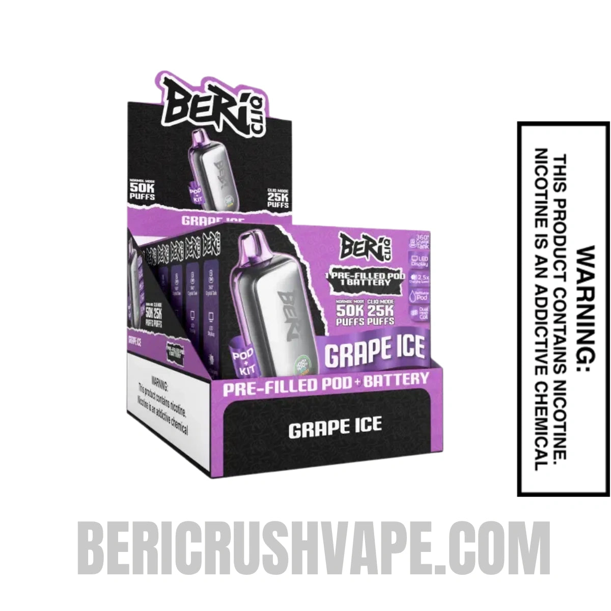 Grape Ice Beri Cliq 50K Disposable Vape Kit With Bundle Pack