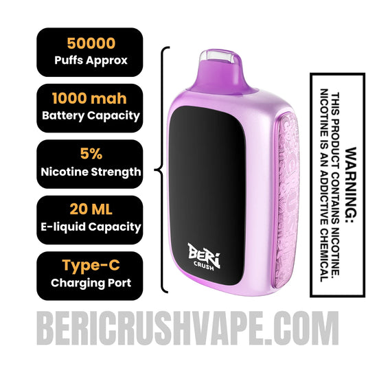Grape Ice Beri Crush 50K Disposable Vape Specifications