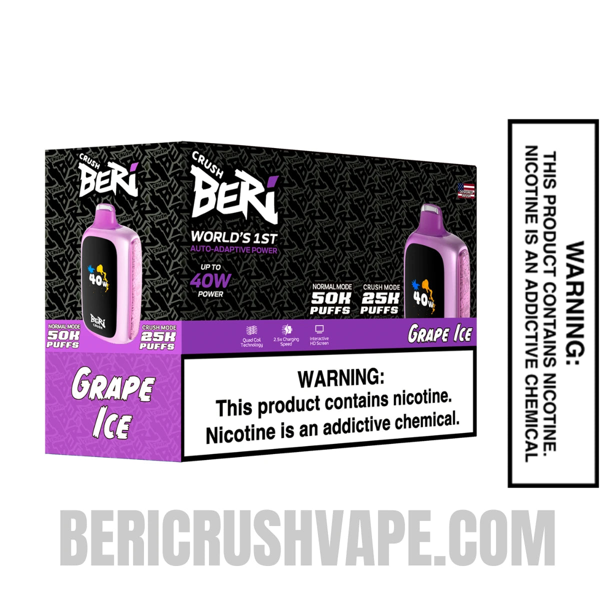 Grape Ice Beri Crush 50K Disposable Vape with bundle box