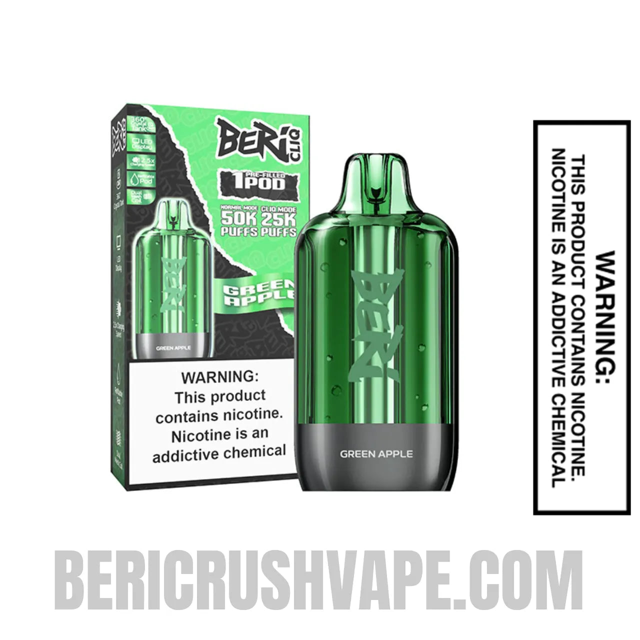 Green Apple Beri Cliq 50K Disposable Vape Pod with Package Box