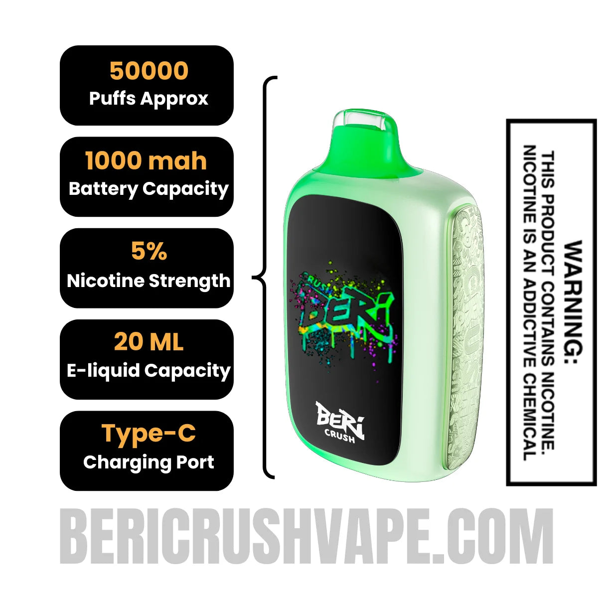 Green_Apple_Beri_Crush_50K_Disposable_Vape_Specifications
