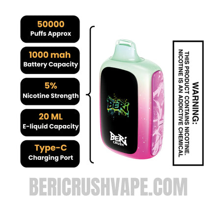 MelonDragonSlushBeriCrush50KDisposableVapeSpecifications