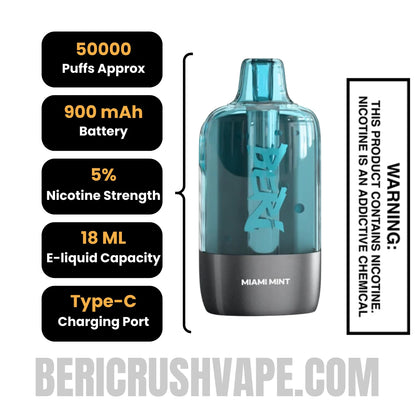 Miami Mint Beri Cliq 50K Disposable Vape Pod Specifiations