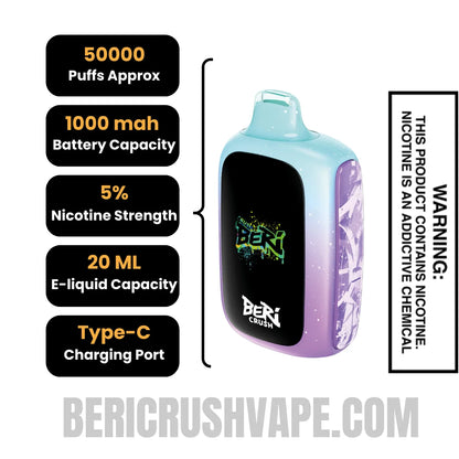 SourNeonFabBeriCrush50KDisposableVapeSpecifications