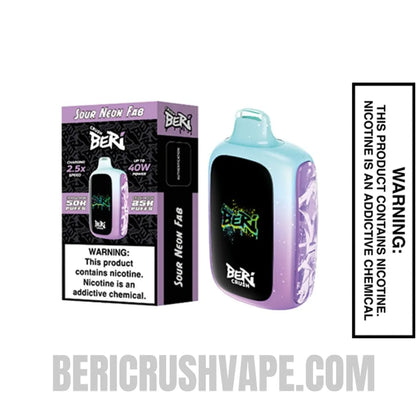 SourNeonFabBeriCrush50KDisposableVapewithPackageBox