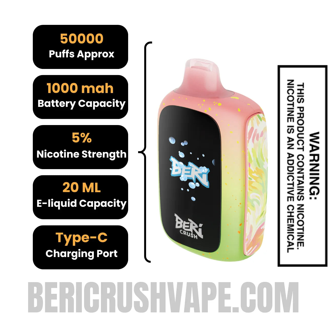 Sour Watermelon Gami Beri Crush 50K Disposable Vape Specifications