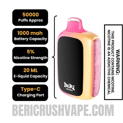 Strawberry Cream Beri Crush 50K Disposable Vape Specifications