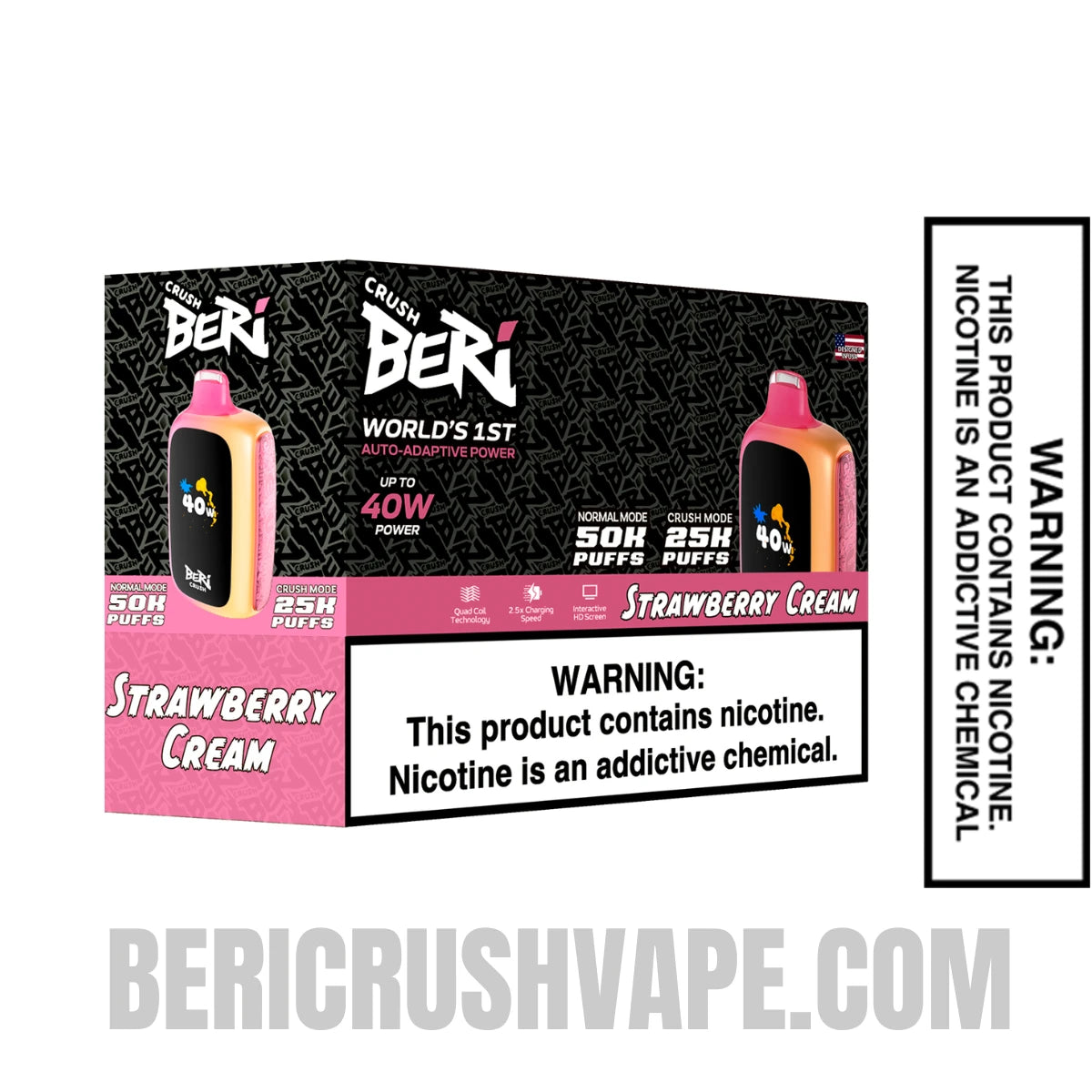 Strawberry Cream Beri Crush 50K Disposable Vape  with bundle box