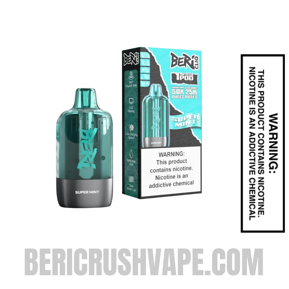 Super Mint Beri Cliq 50K Disposable Vape Pod Package Box