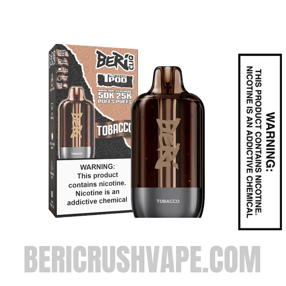 Tobacco Beri Cliq 50K Disposable Vape Pod