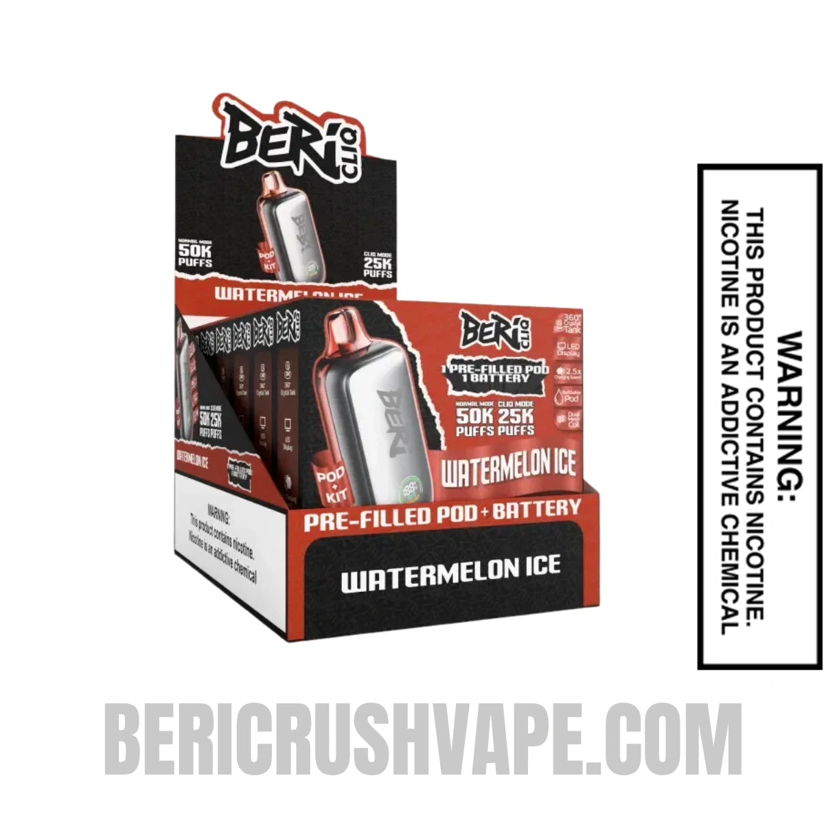 Watermelon Ice Beri Cliq 50K Disposable Vape Kit With Bundle Pack