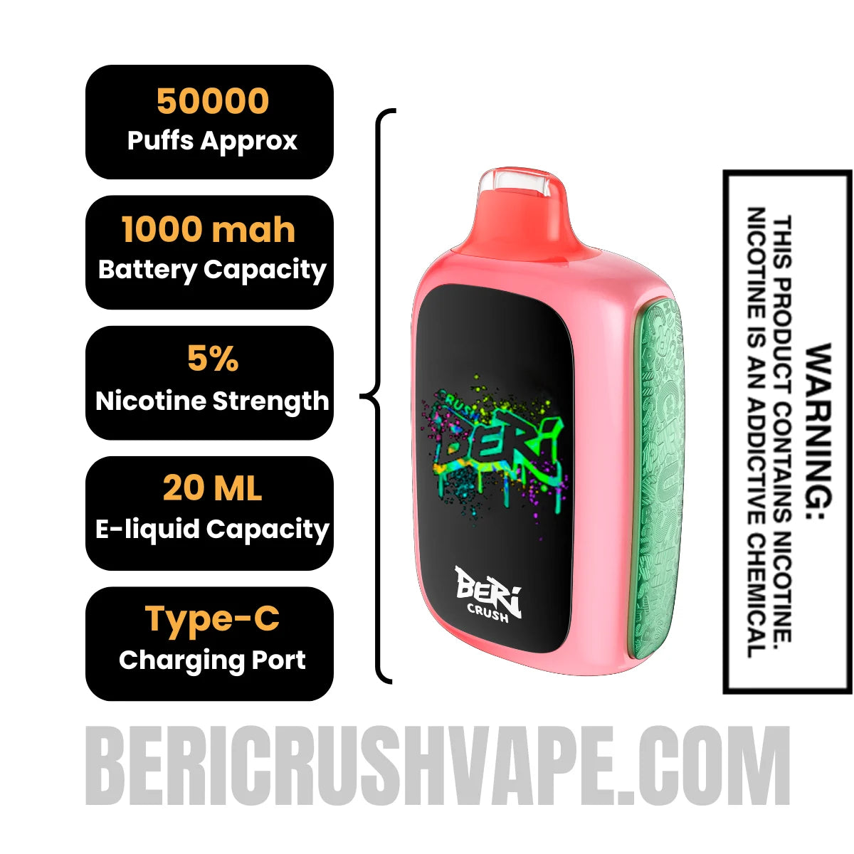 Watermelon_Ice_Beri_Crush_50K_Disposable_Vape_Specifications