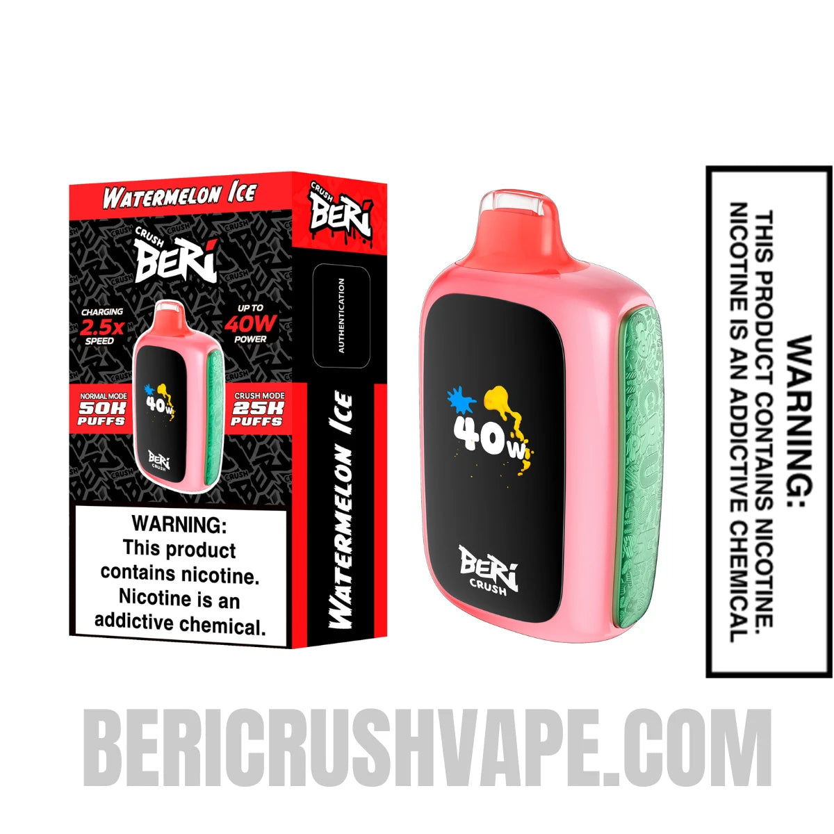 Watermelon Ice Beri Crush 50K Disposable Vape with Package box