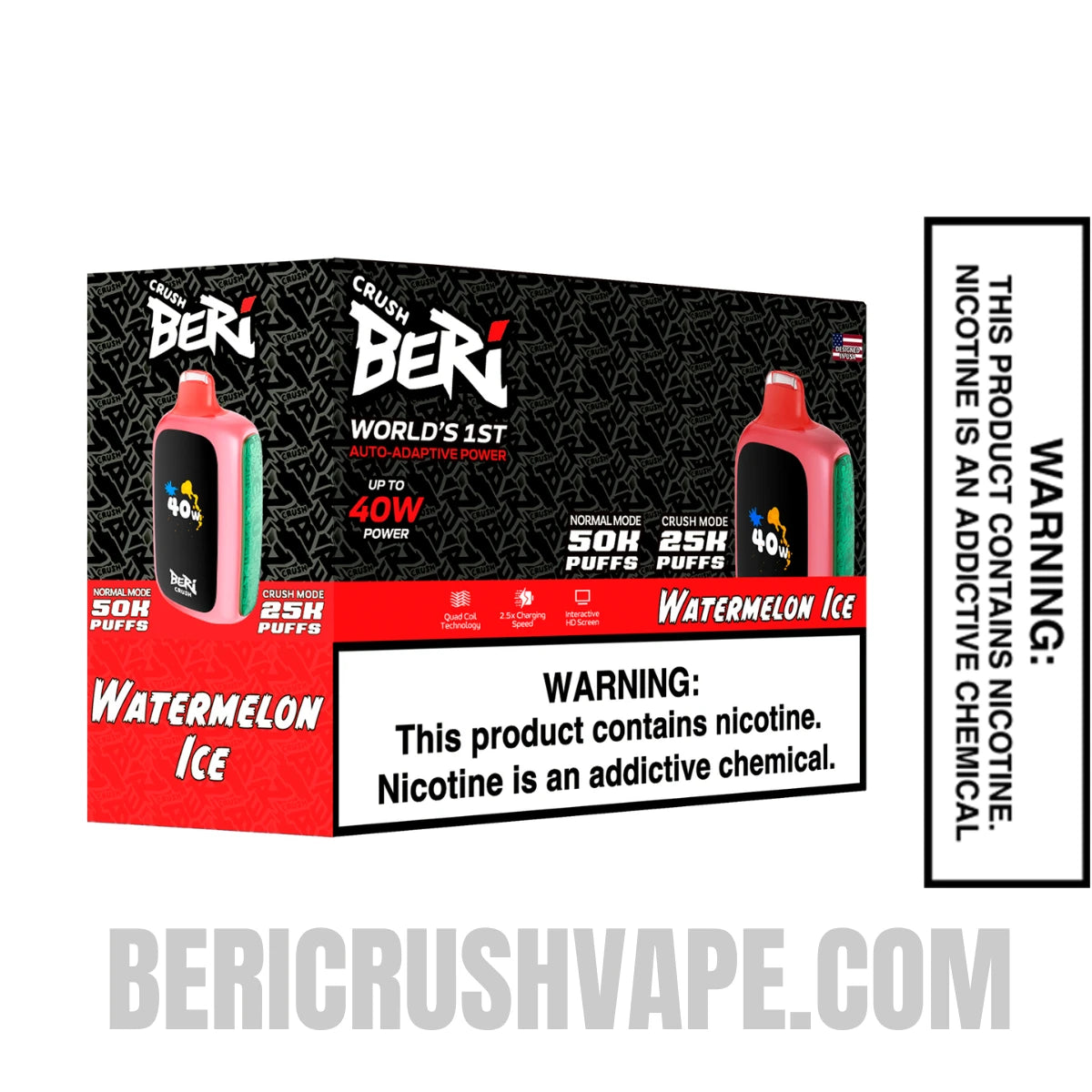 Watermelon Ice Beri Crush 50K Disposable Vape with bundle box