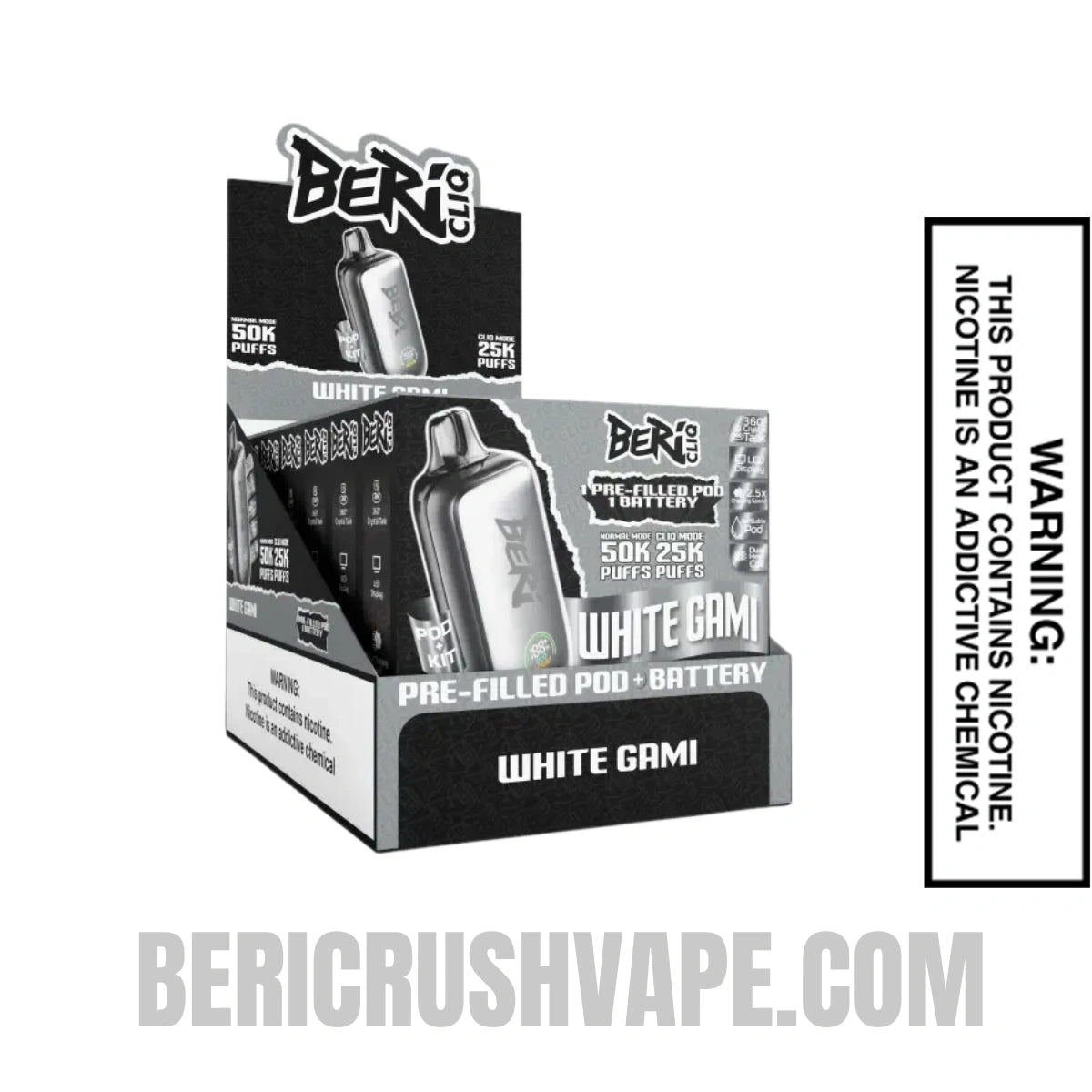 White Gami Beri Cliq 50K Disposable Vape Kit With Bundle Pack
