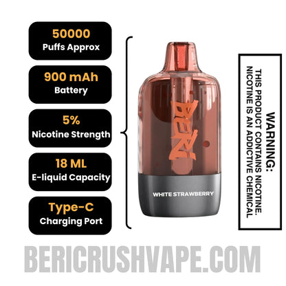White Strawberry Beri Cliq 50K Disposable Vape Pod Specifications