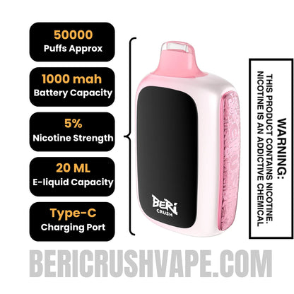 White Strawberry Beri Crush 50K Disposable Vape Specifications